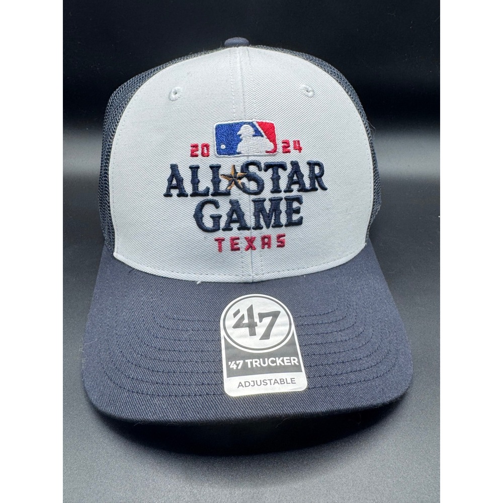 47 Brand 2024 MLB All Star Game Texas Trucker Hat Navy Blue Grey Snapback Cap